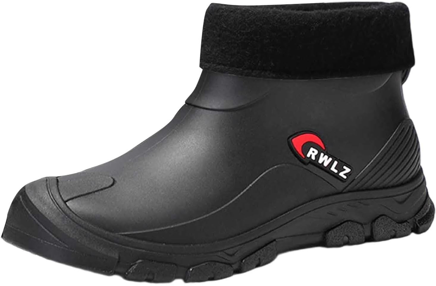 

Стильные мужские резиновые сапоги для прогулок на улице и легкой очистки, прочная короткая обувь с теплыми гетрами Generic, черный