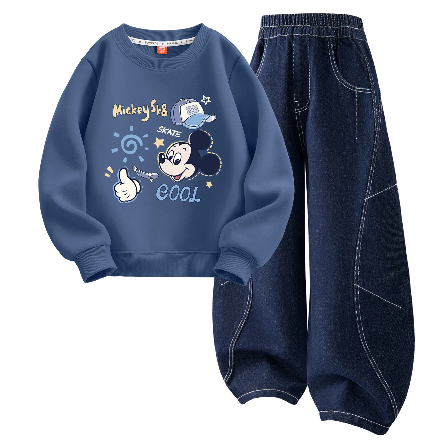 Детский спортивный костюм с принтом Di Square Indigo Solid Color Denim Dark Blue Disney — фото 3