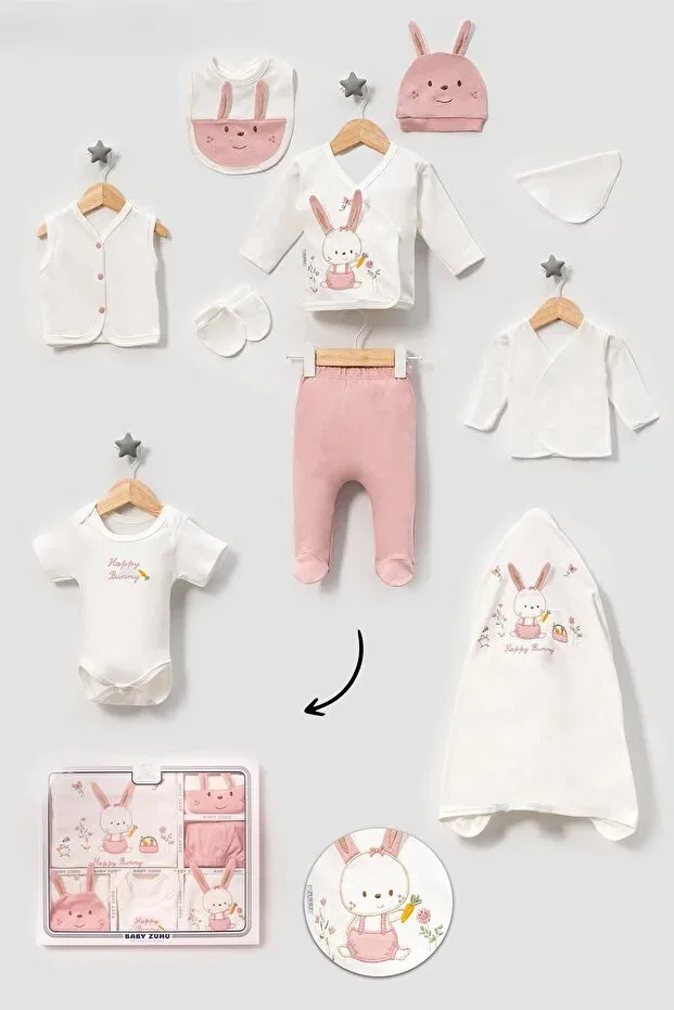 Детский комплект одежды для новорожденных с вышивкой кролик Neu Kids, Salmon
