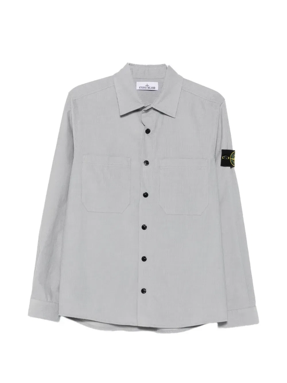 Рубашка с нагрудным карманом и нашивкой-логотипом Stone Island, серый