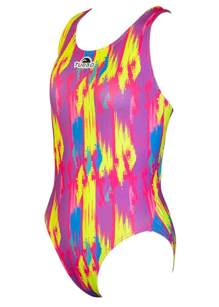 Детский купальник с открытой спиной Mesh Colour Turbo, Rosa / Elektrischgrun