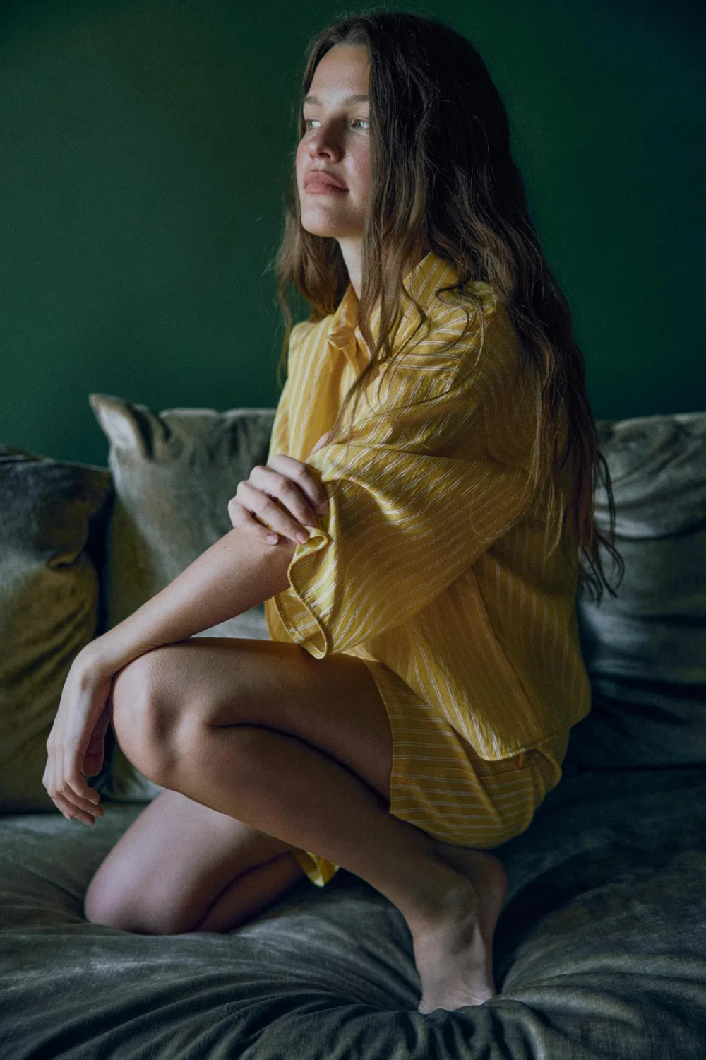 Рубашка в полоску ZARA, Yellow