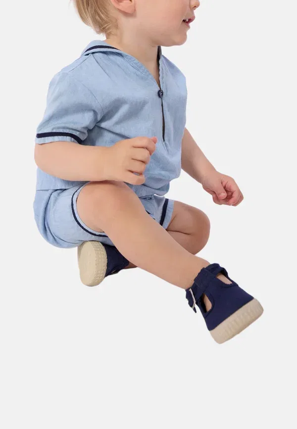 Комплект: топ с v-образным вырезом и шорты Marl Petit Bateau bleu clair, светло-голубой — фото 4