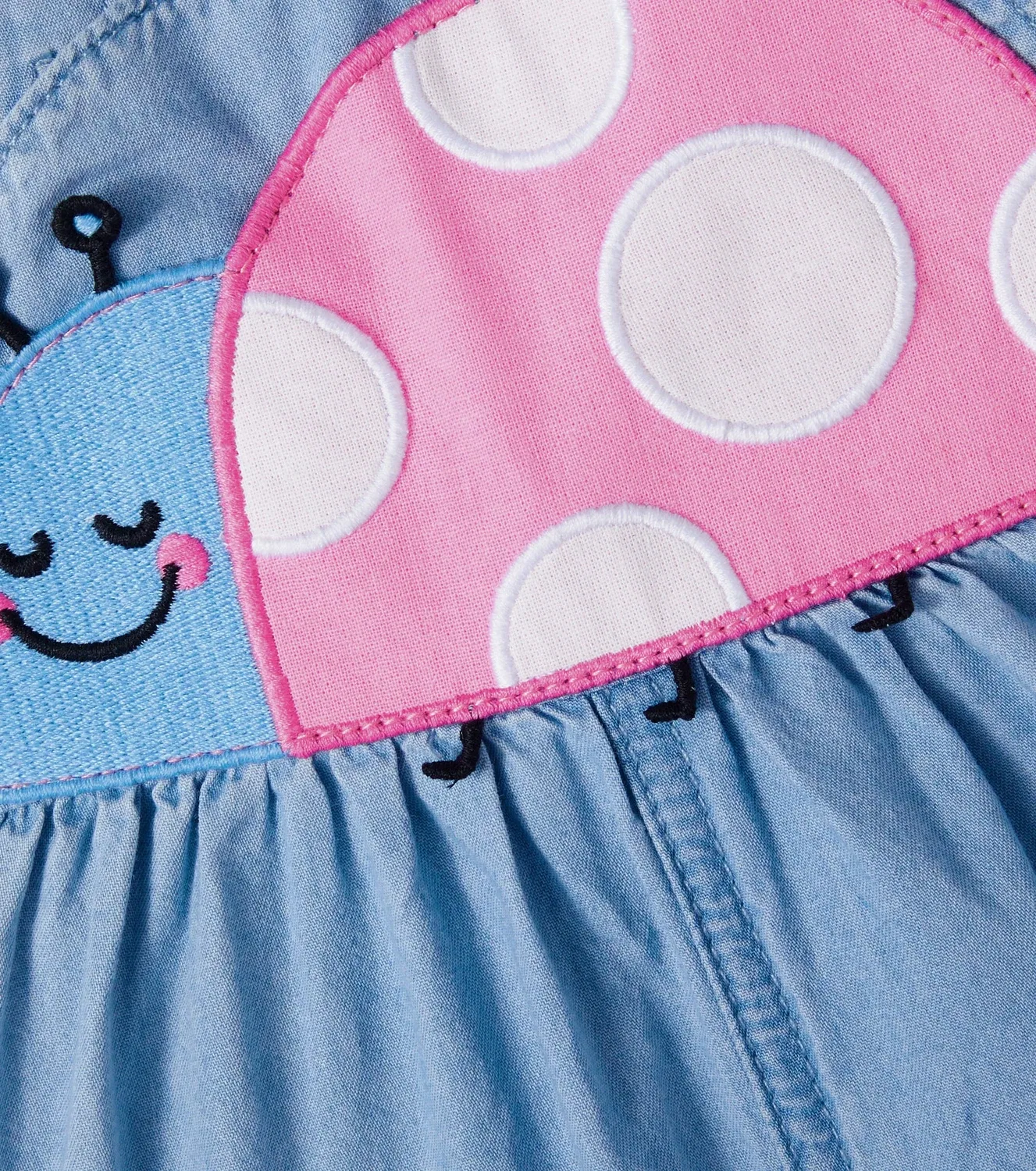 Комбинезон из хлопкового шамбре с вышивкой Stella Mccartney Kids, голубой — фото 3