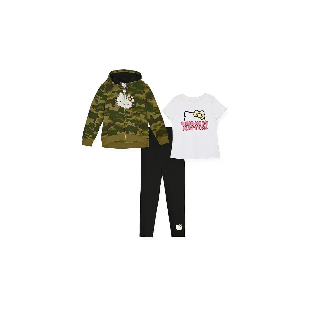 Детский комплект худи, футболки и леггинсов с принтом Hello Kitty Toddler/Little and Big Girls 3-Piece Hoodie, T-Shirt & Legging Sets, Camo Print