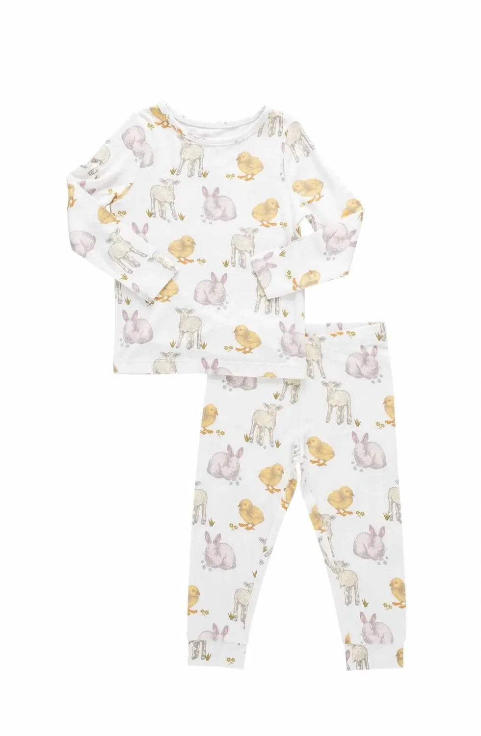 Детский пижамный комплект из бамбука с длинным рукавом Easter Friends Pink Chicken, Easter Friends