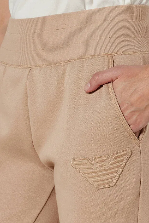 Женские брюки-джоггеры хлопковые Emporio Armani, Beige — фото 4