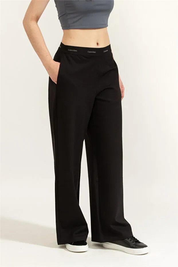 Женские широкие брюки из ткани Calvin Klein, Black — фото 2