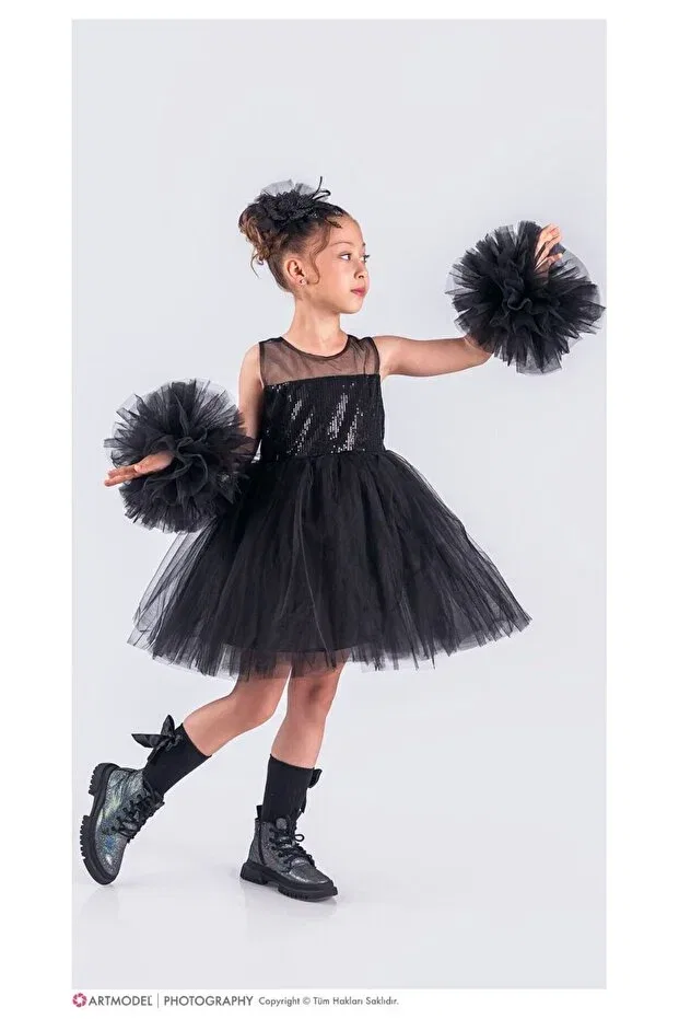 Детское платье для девочек с пышной юбкой Little Pumpkin, Black — фото 2