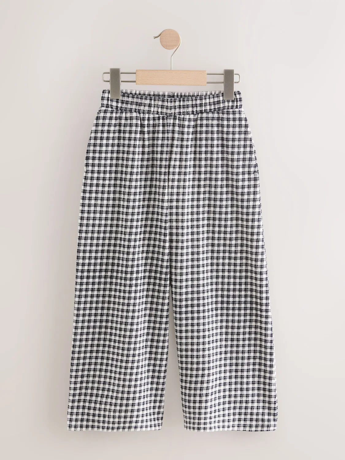 Брюки широкие, клетка, Wide Leg Textured Next, черно-белая клетка — фото 4