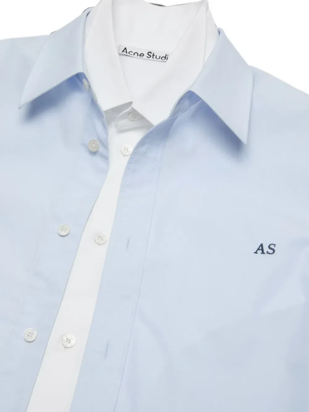 Рубашка с многослойным эффектом и логотипом Acne Studios, синий — фото 3