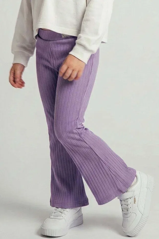 Детские леггинсы для девочек с кружевной вставкой на талии Breeze, Lilac — фото 2
