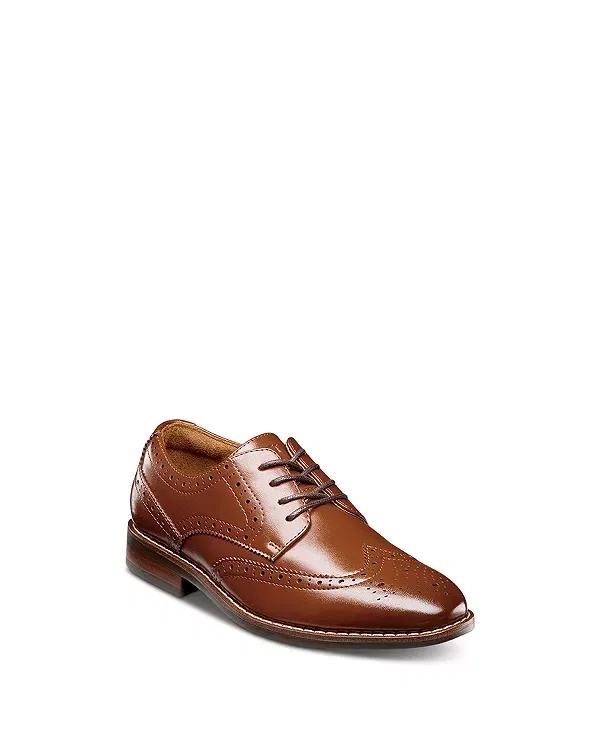 Мальчиковые классические туфли с перфорацией Rucci Wingtip Jr Oxfords Florsheim Kids, Cognac