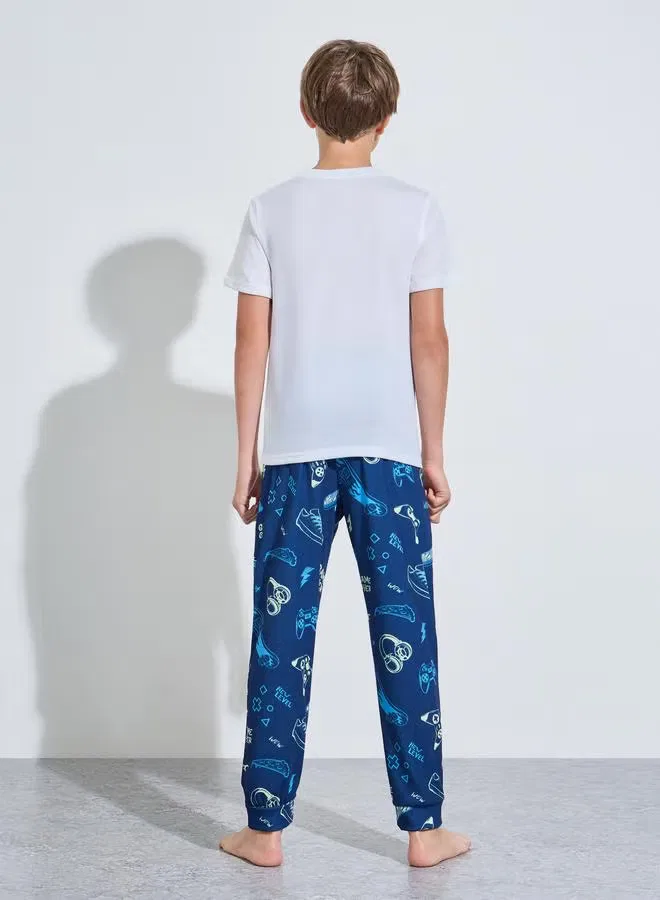 Комплект пижамный с принтом геймера, модель Graphic Print, Styli, мультиколор — фото 3