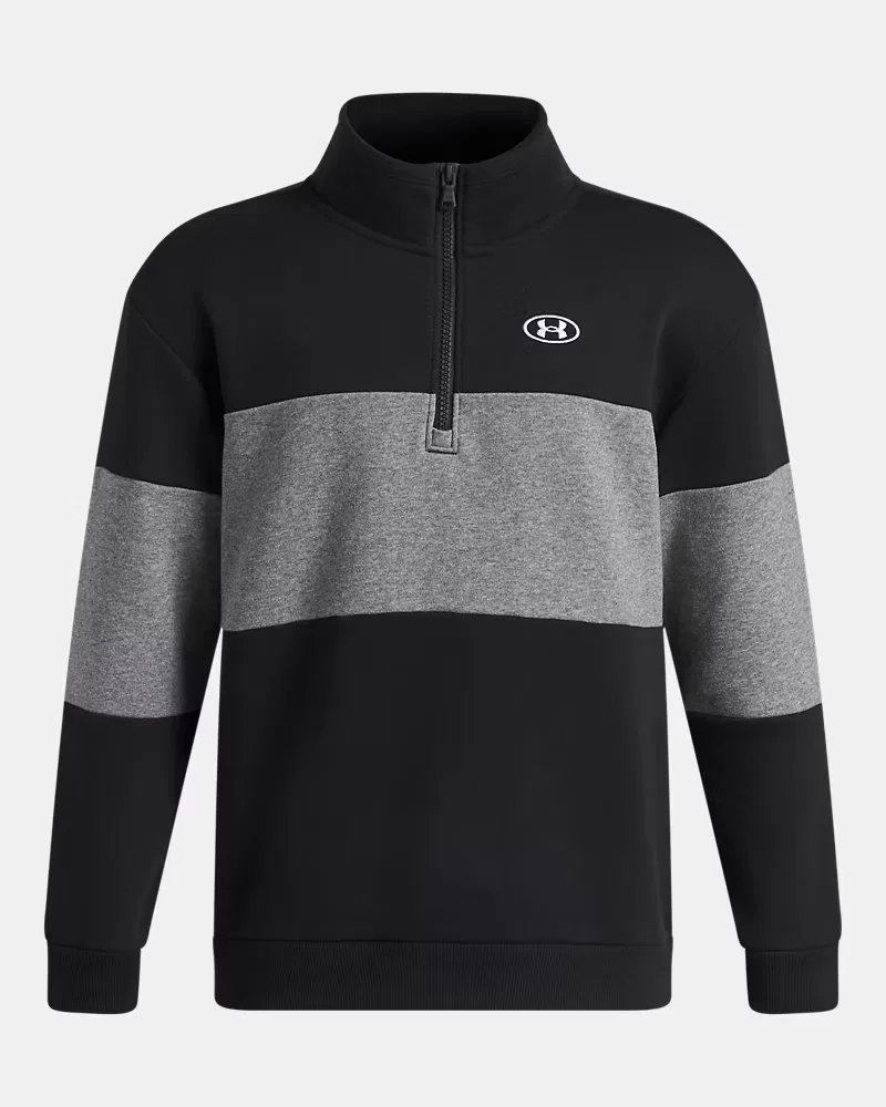 Джемпер на молнии из хлопкового флиса с начесом свободного кроя UA Rival Fleece UnderArmour, Ultimate Black/Castlerock Medium Heather/White