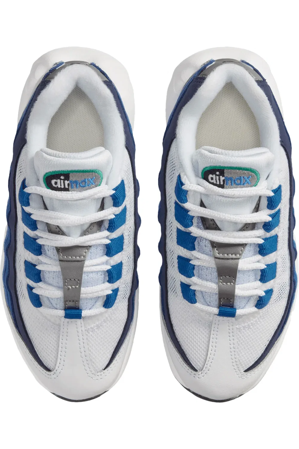 Детские кроссовки на шнуровке с амортизацией Air Max 95 Nike, белый/ синий/ синий/ зеленый — фото 4