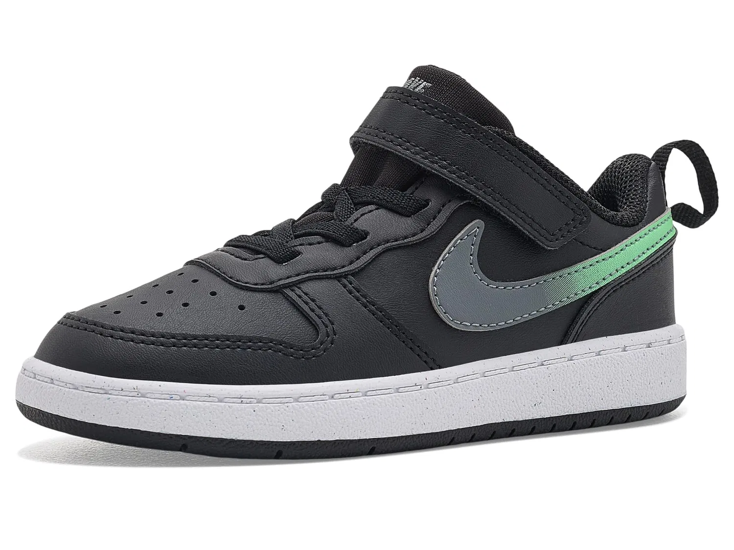 Кроссовки Court Borough Low Fade (для младенцев и малышей) Nike Kids, Black/Illusion Green/Smoke Grey/White