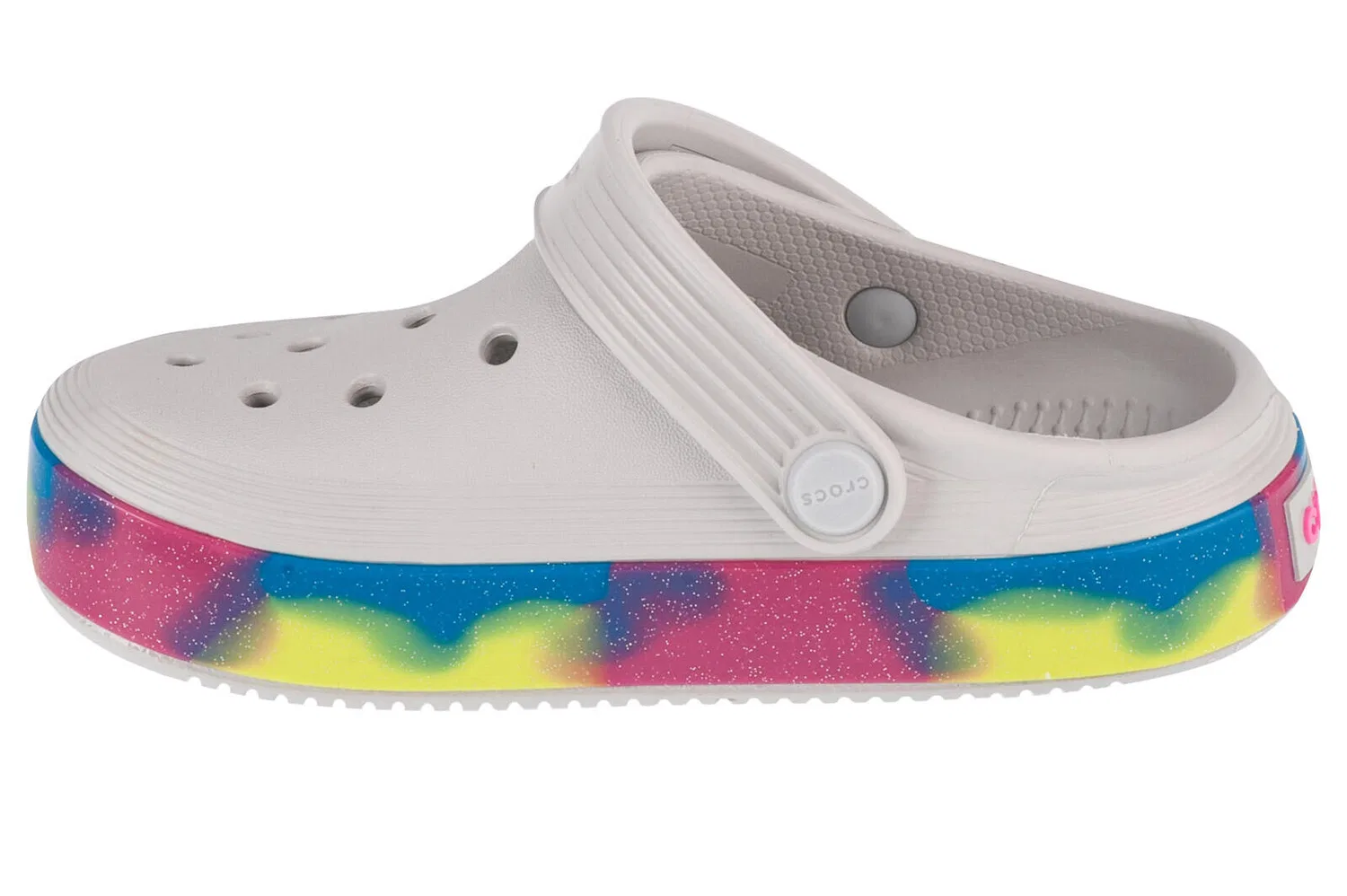 Детские босоножки для девочек Off Court Glitter Band Kids Clog Crocs, Weiss — фото 2