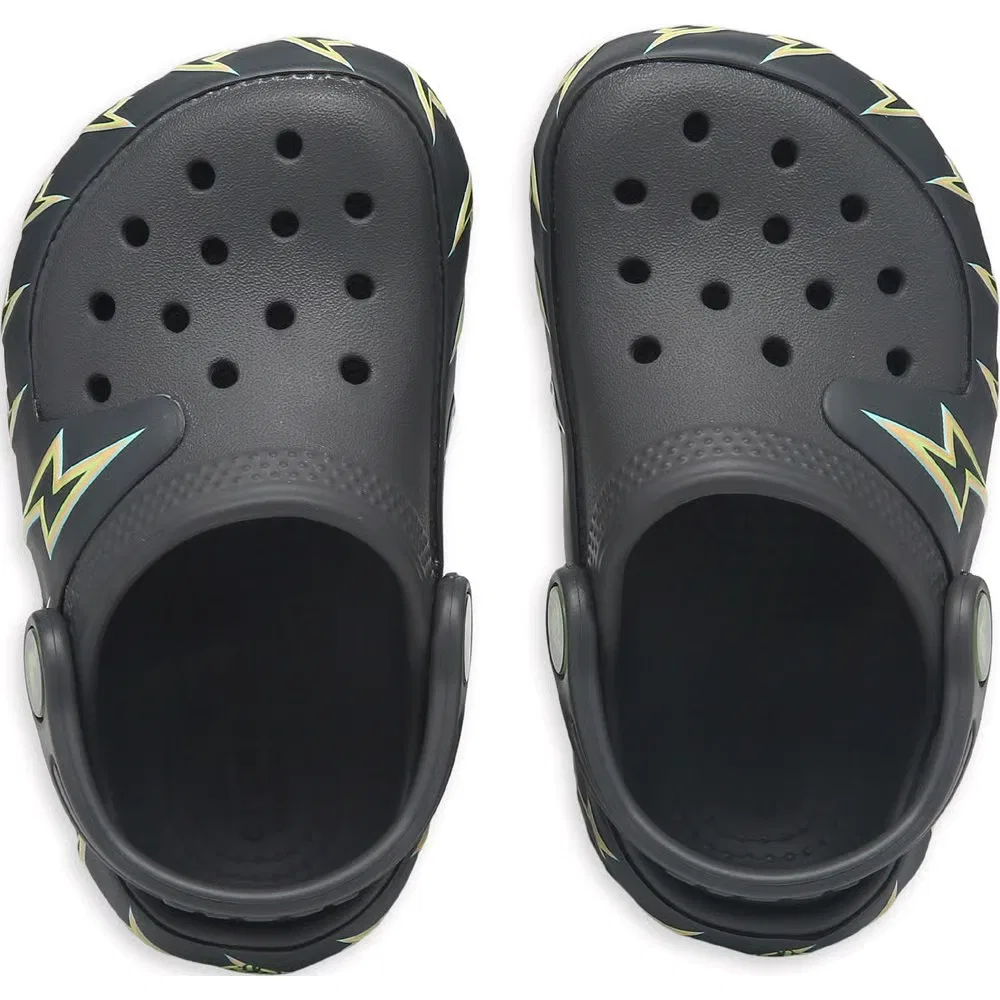 Детские классические светящиеся сабо с графическим рисунком для малышей Crocs, Carbon Grey — фото 4