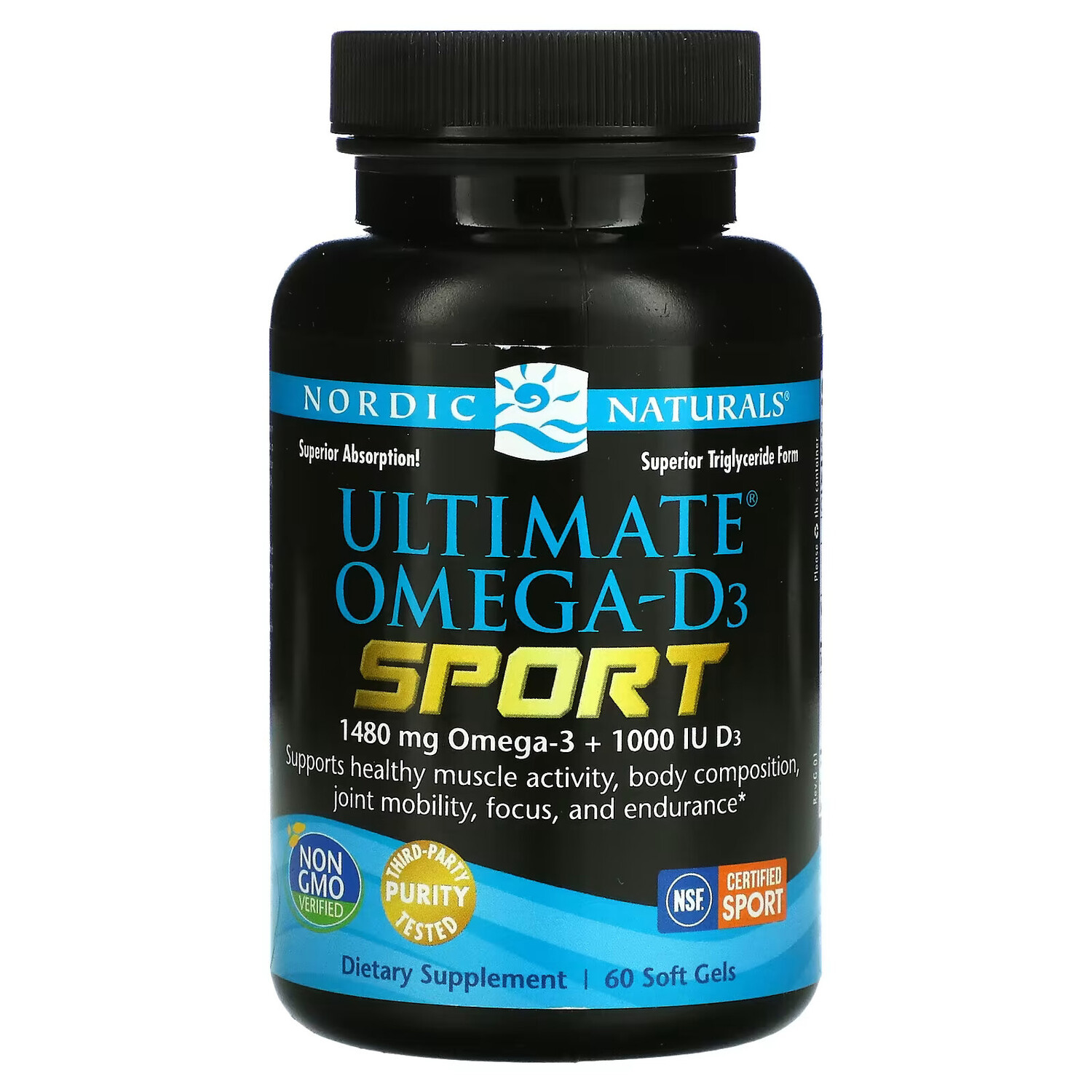 

Nordic Naturals, Ultimate Омега-D3, Sport, 60 капсул