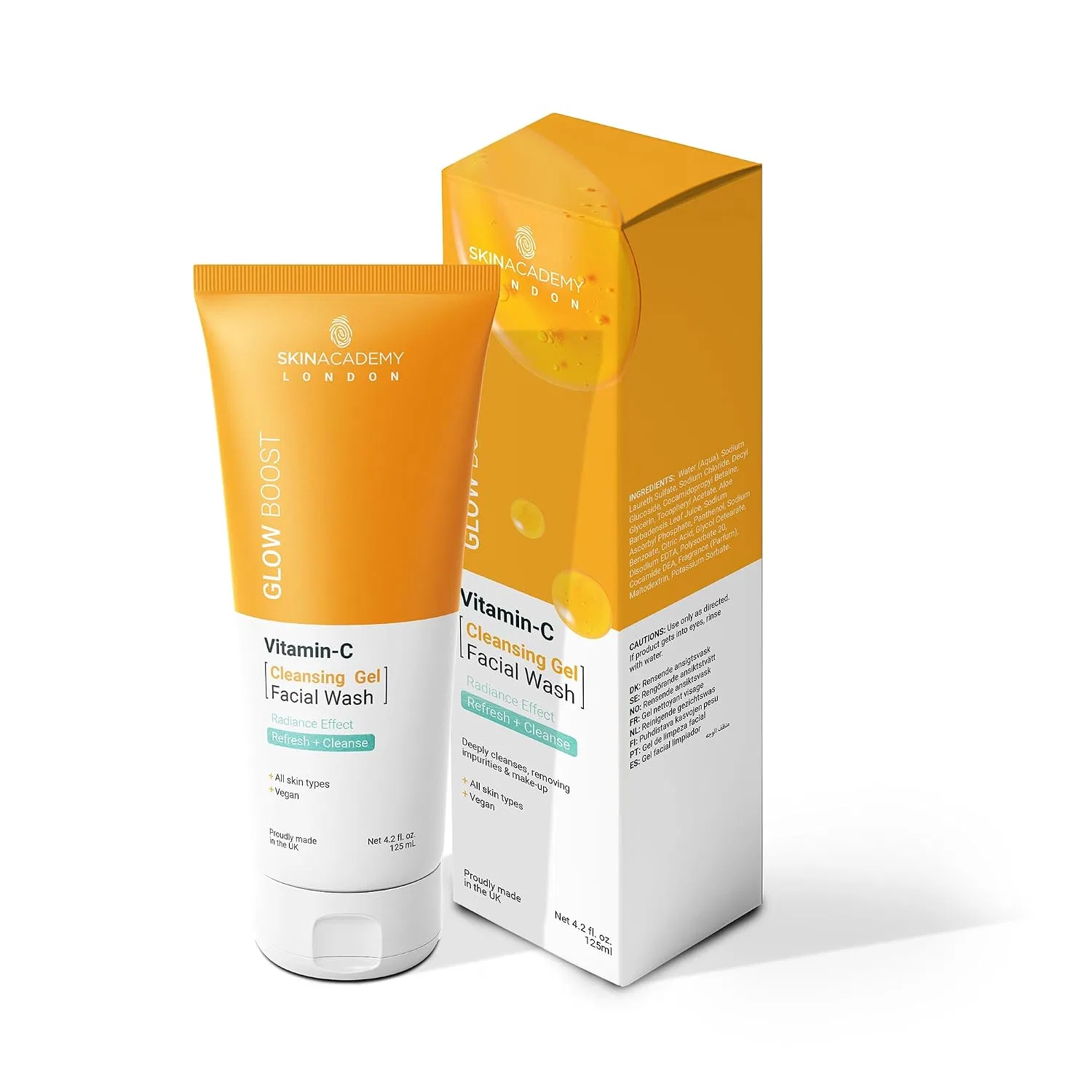 Очищающий гель для лица Glow Boost, Skin Academy London, 125 мл, Белый — фото 3