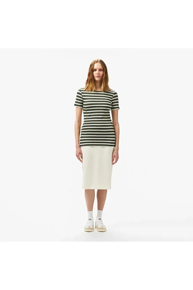 Футболка Lacoste Hcf-Green в полоску, женская, приталенный крой, зеленая — фото 3