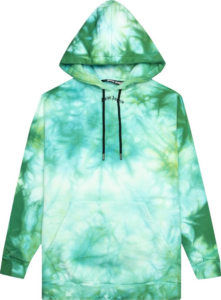 

Худи Palm Angels Tie Dye Logo Over Hoodie 'Forrest Green/Yellow', зеленый