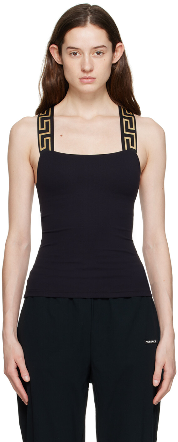 

Черная майка с каймой Greca Versace Underwear, Черный, Черная майка с каймой Greca Versace Underwear