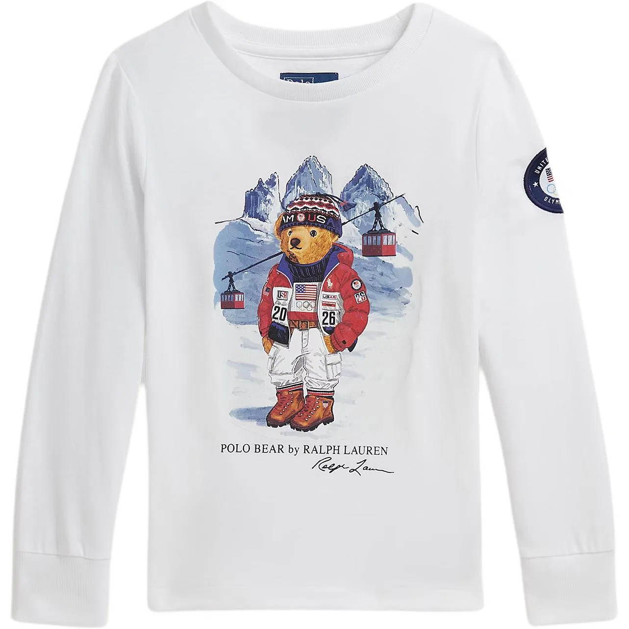 Детская футболка с длинным рукавом Polo Bear T Shirt SS26 Standard Kids' Polo Ralph Lauren, White