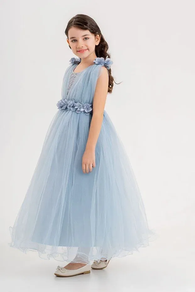 Детское платье для девочек кружевное Mertoğlu Baby, Blue — фото 2