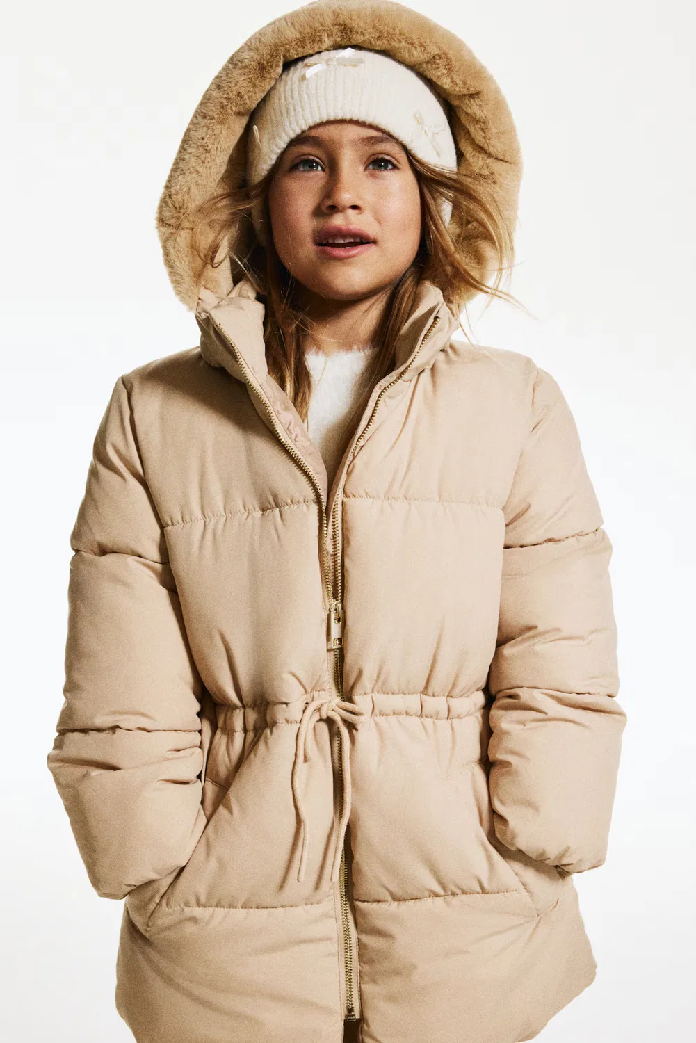 Пуховая куртка с капюшоном H&M, Beige