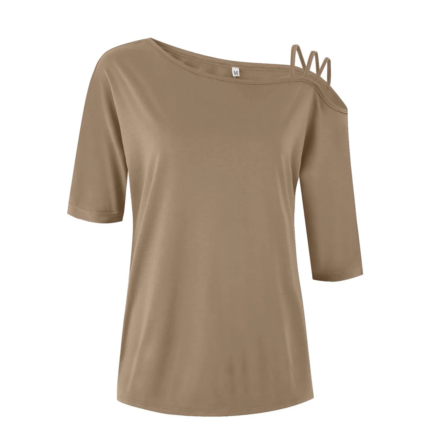 Женская блузка с одним рукавом, свободного кроя, Dark Khaki — фото 4