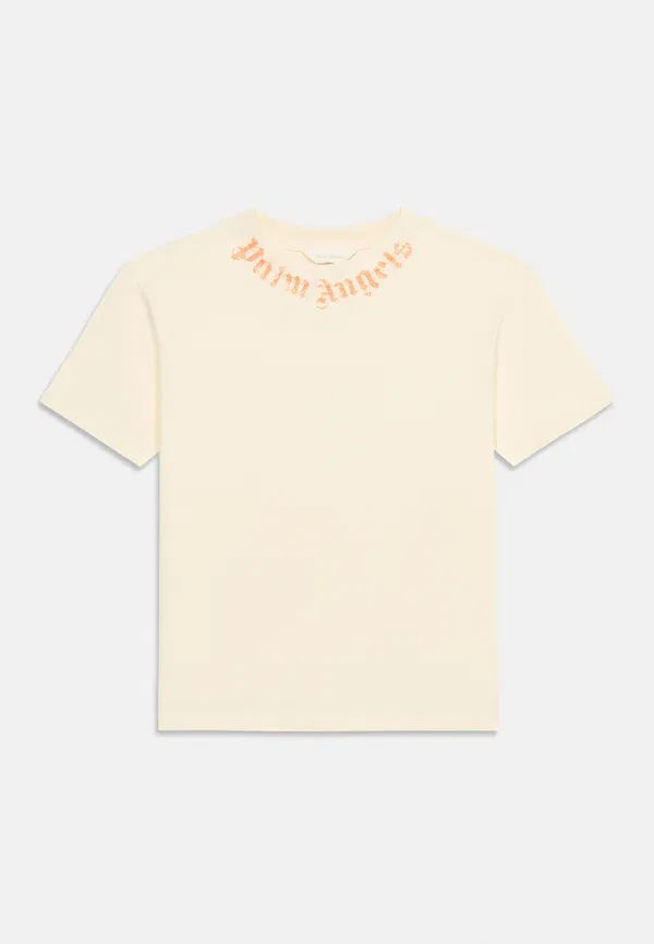 Футболка хлопковая Neck logo tee unisex Palm Angels, Off-white, белый — фото 3