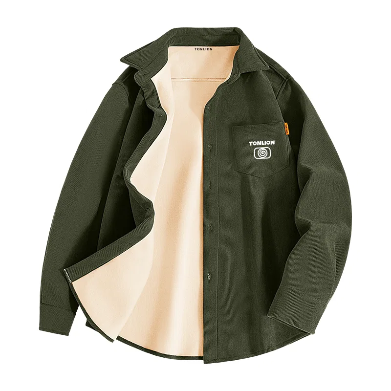 Детская рубашка из вельвета с начесом Tonlion, Brown (Tb Starry Sky Promise Badge) — фото 3