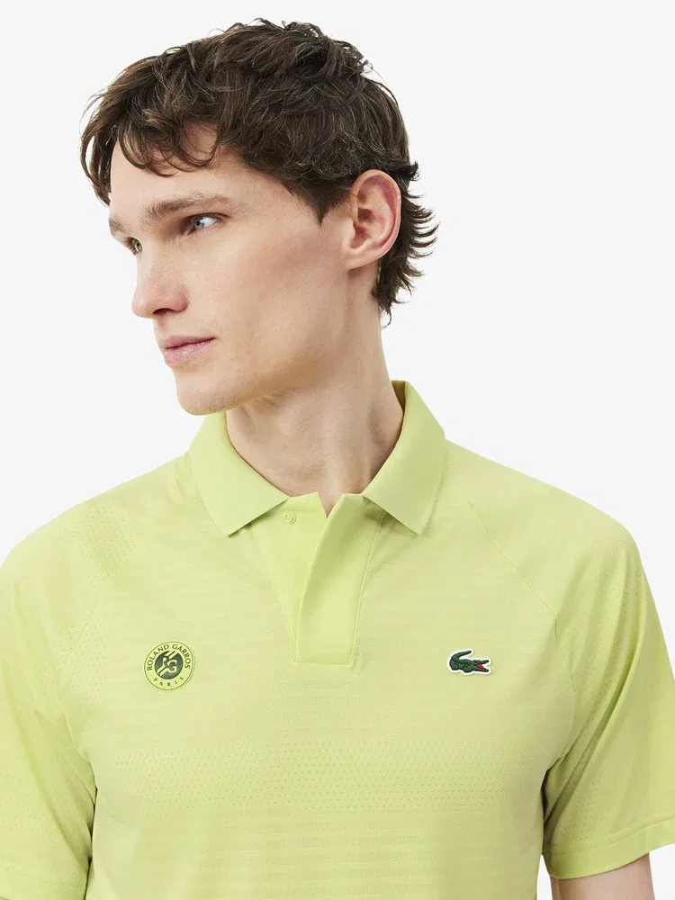 Футболка поло с контрастным воротником, модель Roland Garros AOP LACOSTE, Apple Green — фото 2