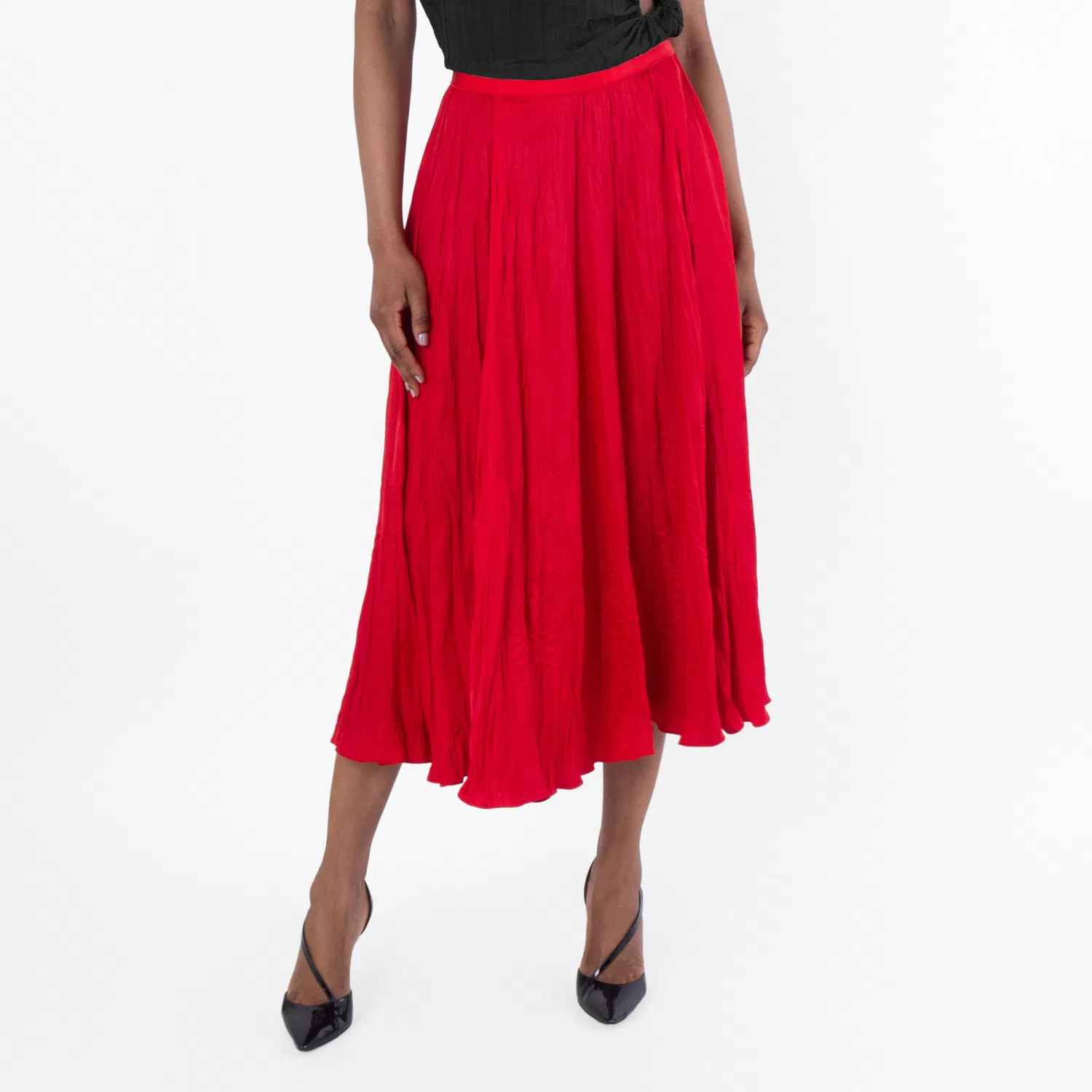Юбка-миди А-силуэта Crinkled A-Line Midi Skirt Polo Ralph Lauren, Cruise Red