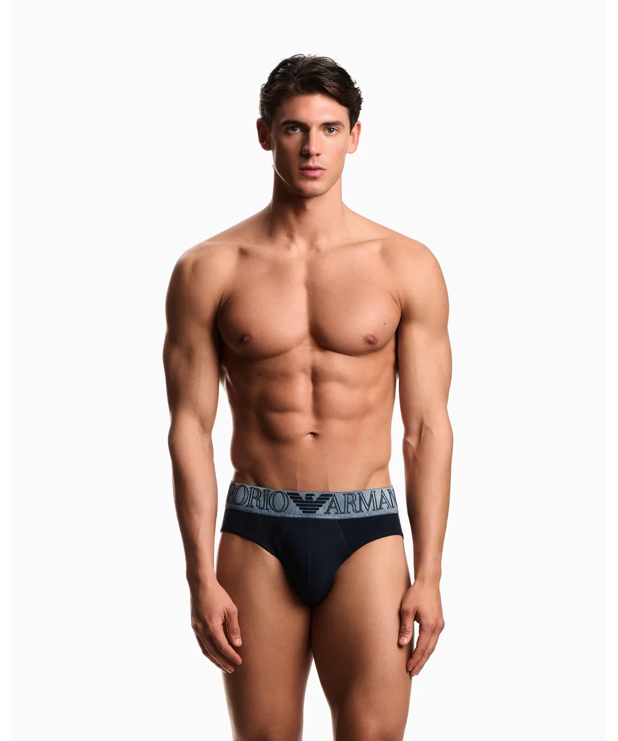 Мужские трусы-слипы с логотипом органический джерси EMPORIO ARMANI, Black — фото 2