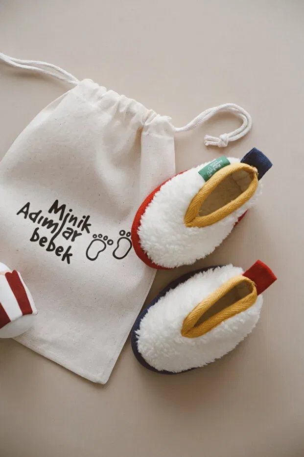 Детские пинетки для девочек из плюша Minik Adımlar Bebek, White — фото 2