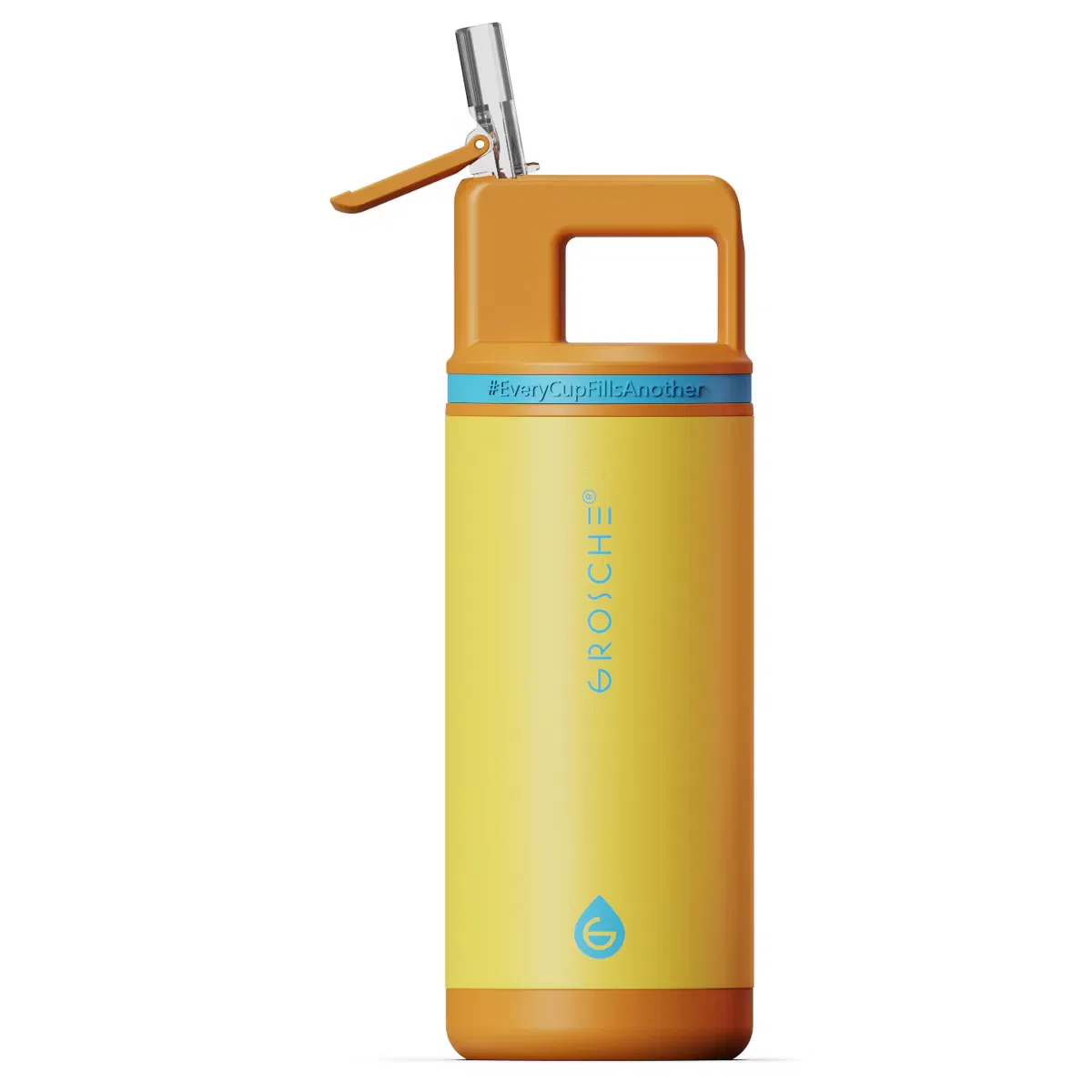 Детская бутылка для воды 470 мл с тройной изоляцией ALPINE Flip 'N Sip Grosche, Sandcastle Yellow