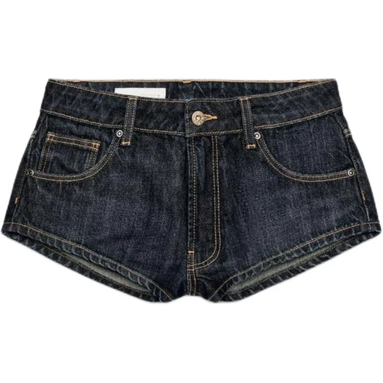 Женские джинсовые шорты с эффектом потертости Trf, ZARA, Dark Indigo Cyan