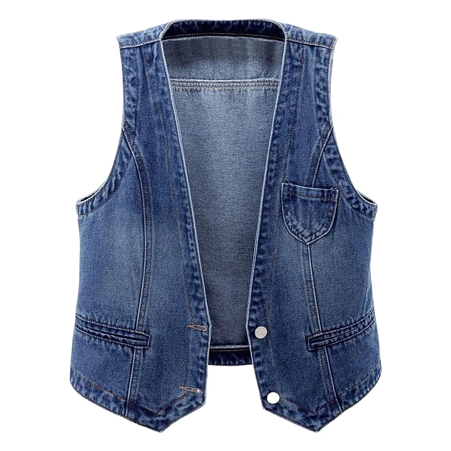 Женский джинсовый жилет с короткой длиной и slim-кроем, 01#blu
