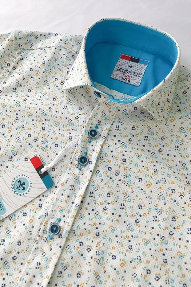 Детская рубашка для мальчиков с коротким рукавом Little floral short sleeve children's shirt Louis Kids, Blue