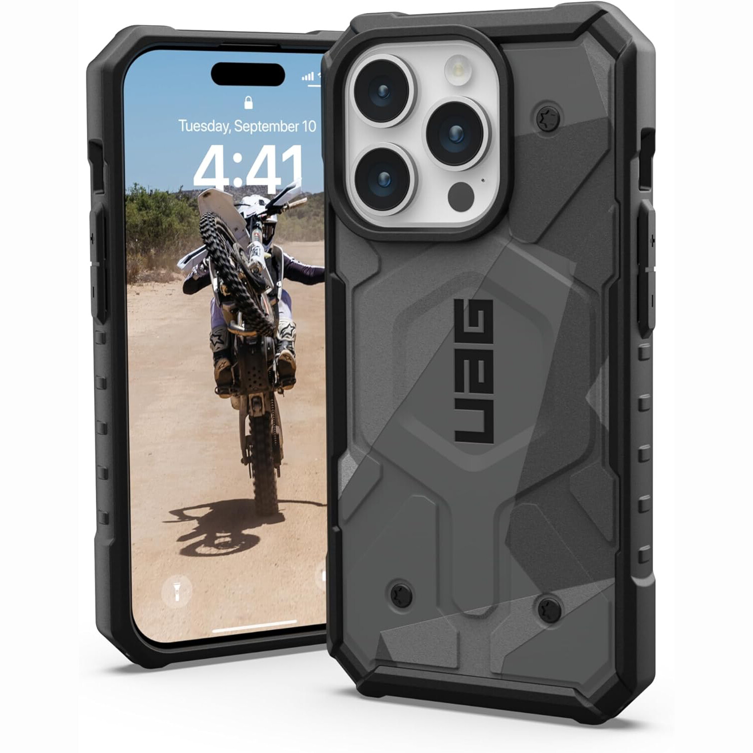 

Чехол UAG Pathfinder для iPhone 15 Pro, SE Geo Camo, Серый, Чехол UAG Pathfinder для iPhone 15 Pro, SE Geo Camo