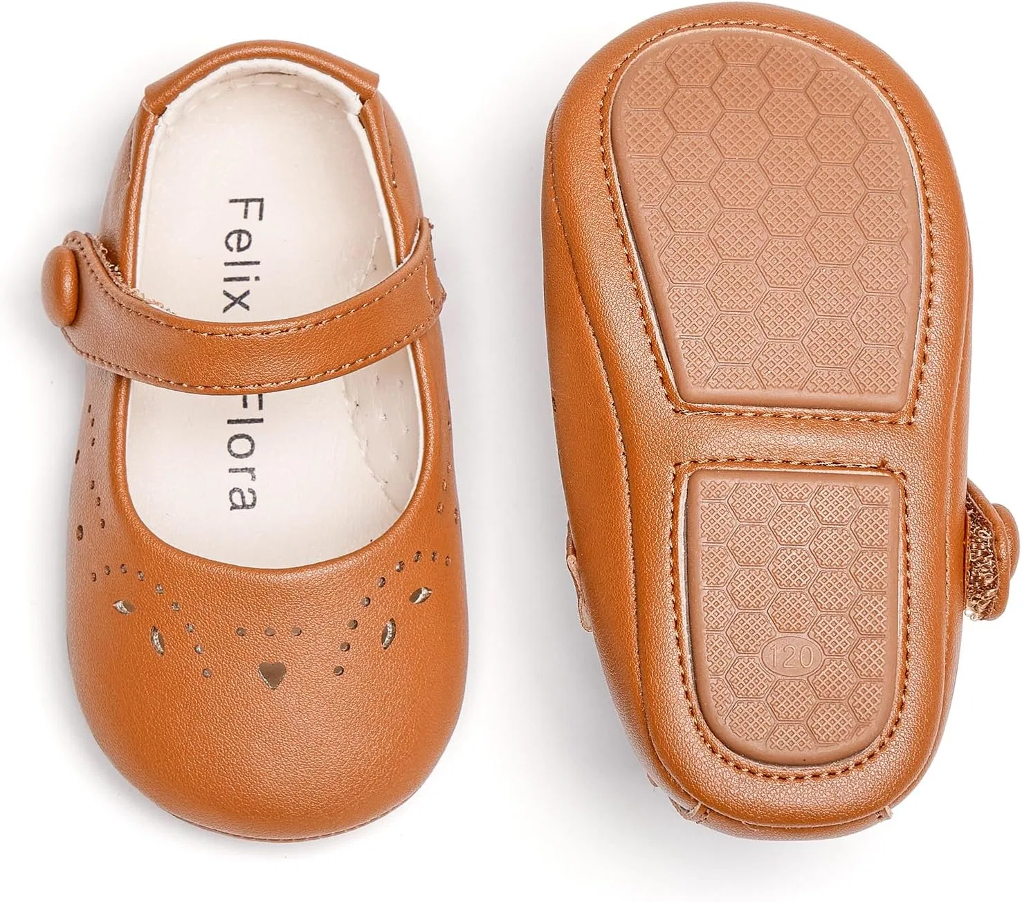 Детские туфли Мэри Джейн на мягкой подошве Moccasins Rubber Sole Crib Shoes Felix & Flora, Brown
