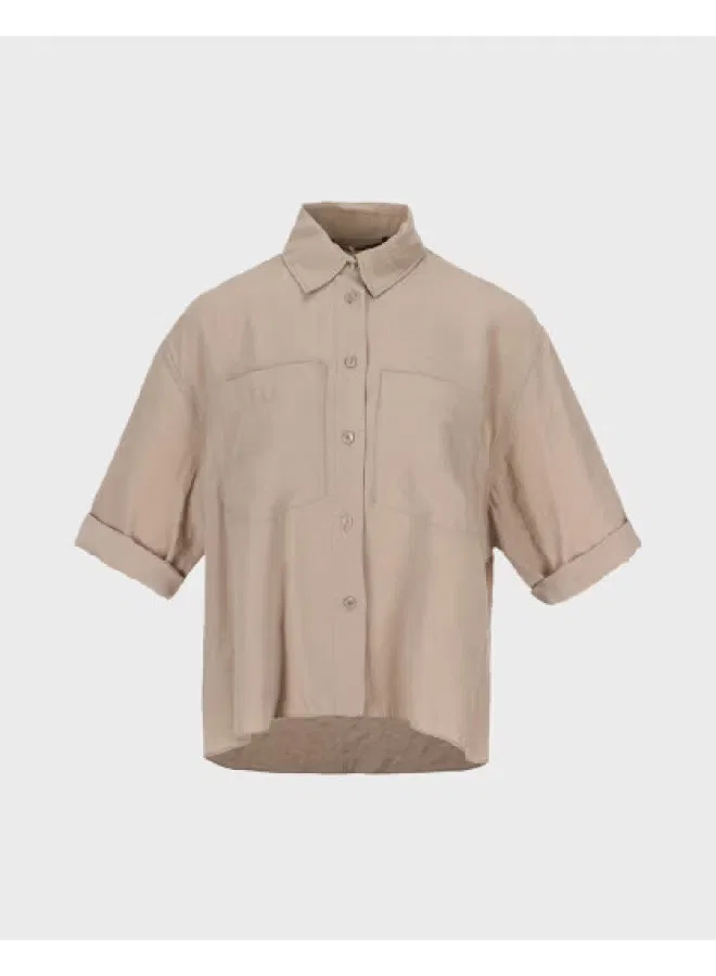 Рубашка с коротким рукавом унисекс Zara, хаки