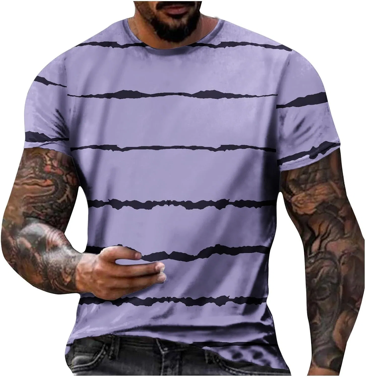 Мужская футболка с цветными блоками Striped Cotton, Purple