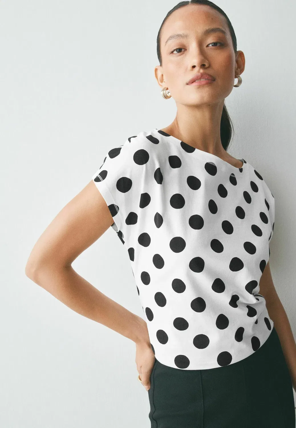 Футболка с коротким рукавом и принтом в виде кепки Next, White Polka Dot