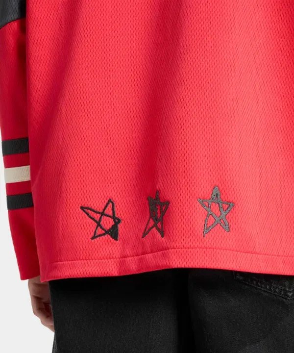Футболка с длинным рукавом хоккейная Adidas, рубин — фото 4