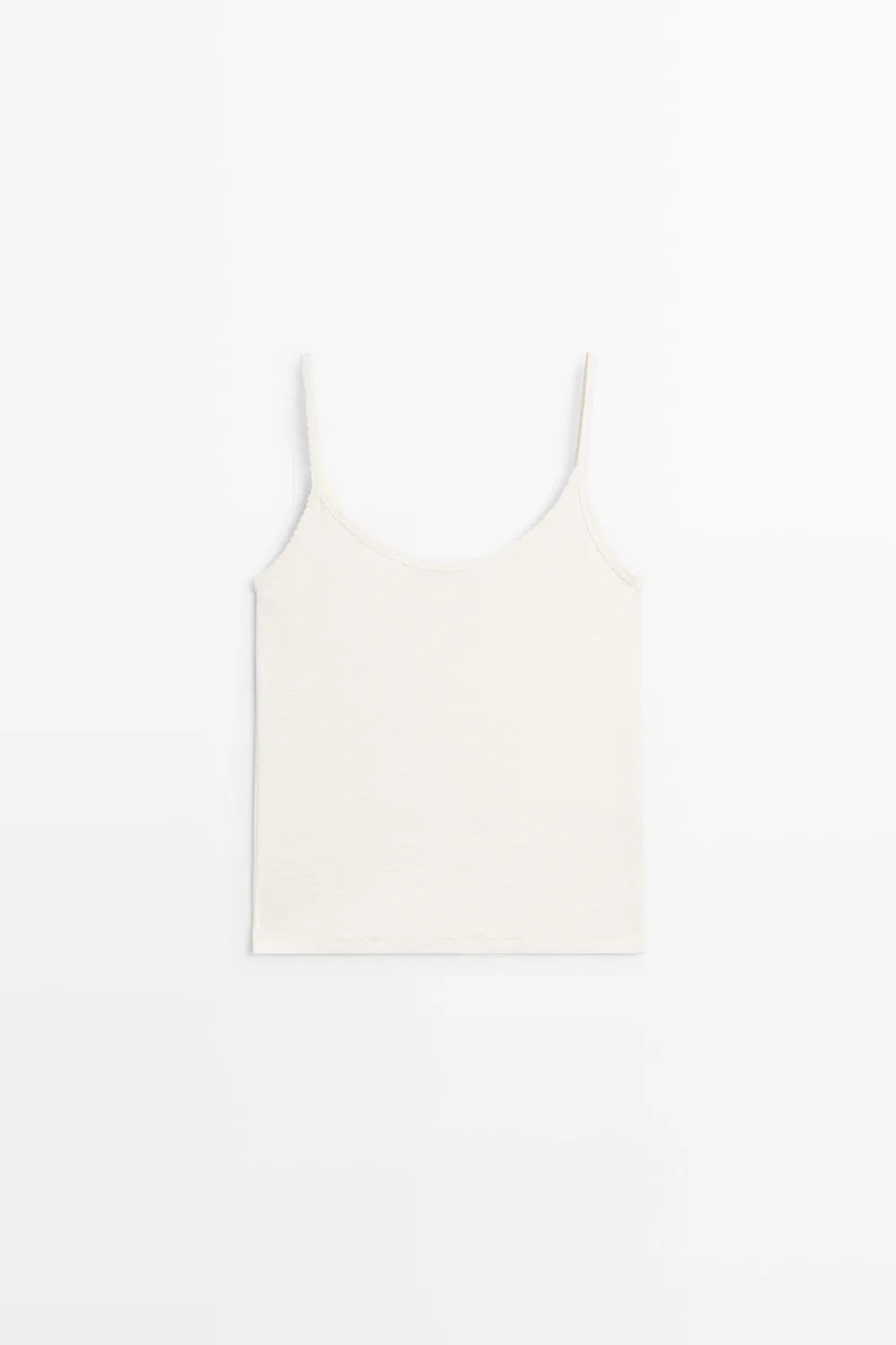 Топ Massimo Dutti Cotton Blend Strappy, кремовый — фото 2