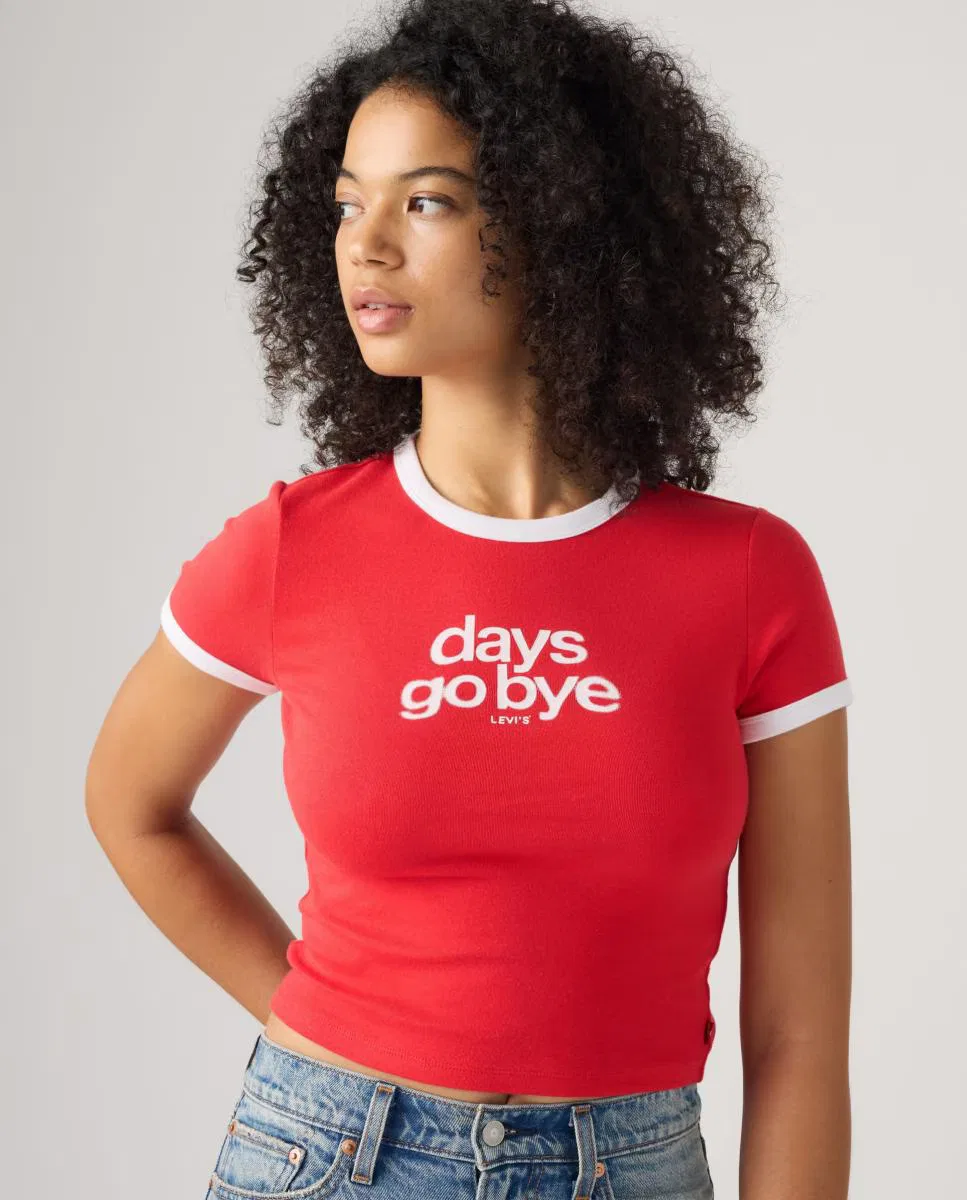 Женская футболка с коротким рукавом, Crop, Levi's, красный — фото 4
